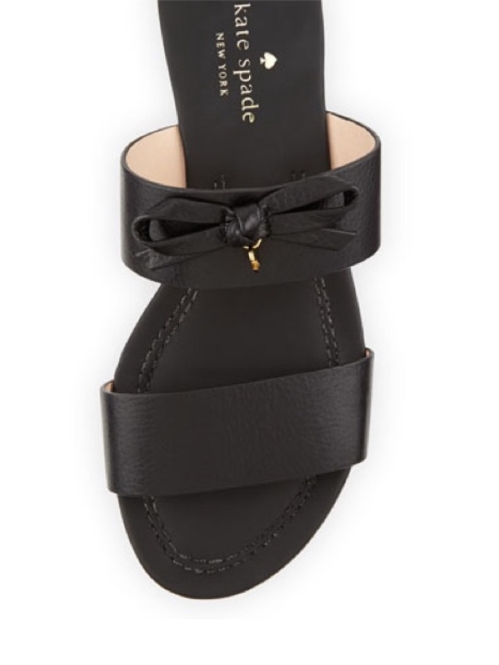 Kate Spade ‘Tulia’ Double Band Slide Sandals with Bow Details. Black. Size 8. - Picture 2 of 15